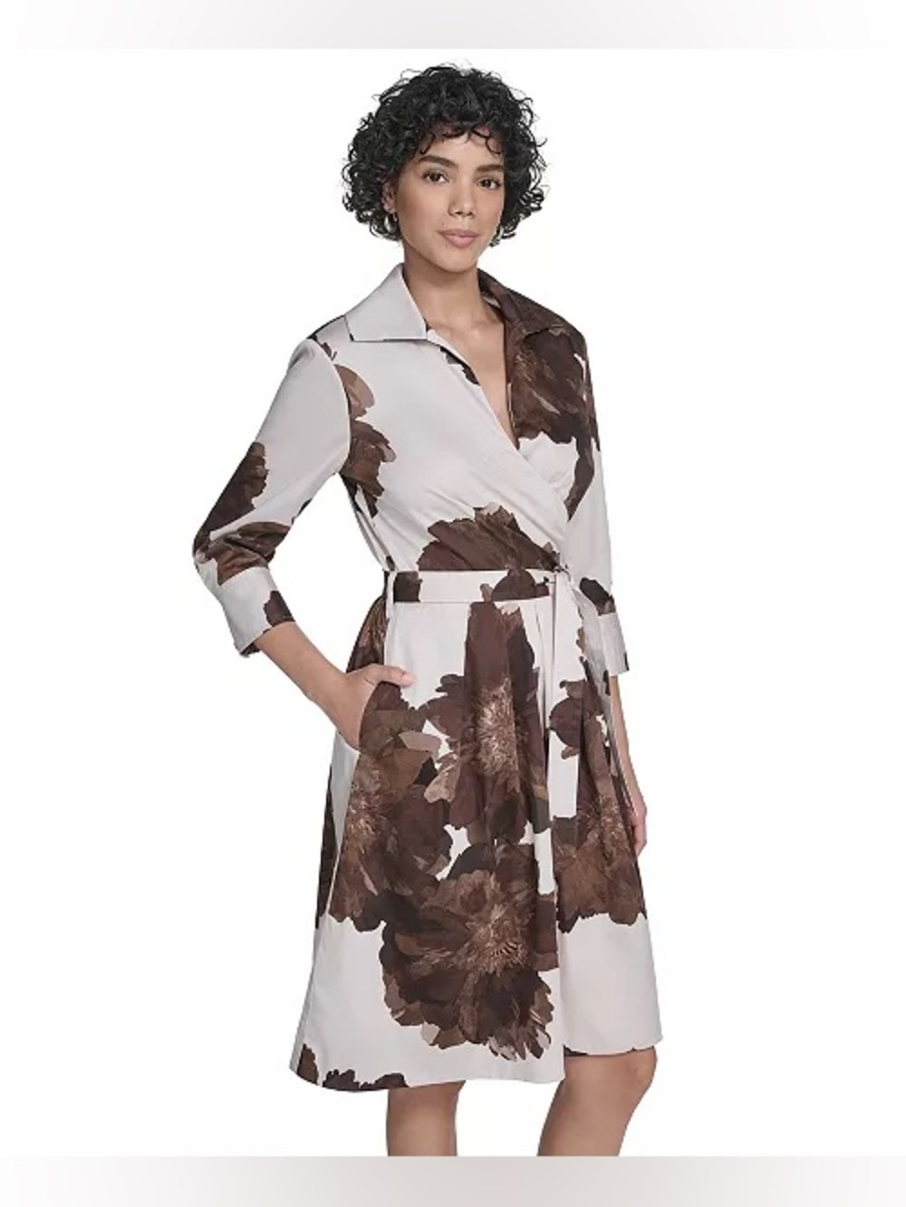 NWT Calvin Klein Floral Stretch Cotton Wrap Dress, size 4